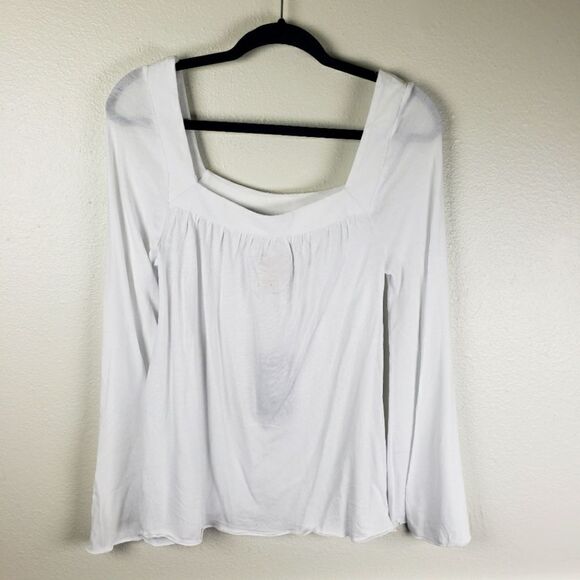 Chaser Tops - Chaser Women's White Cottagecore Square Neckline with Bell Sleeve Size Medium